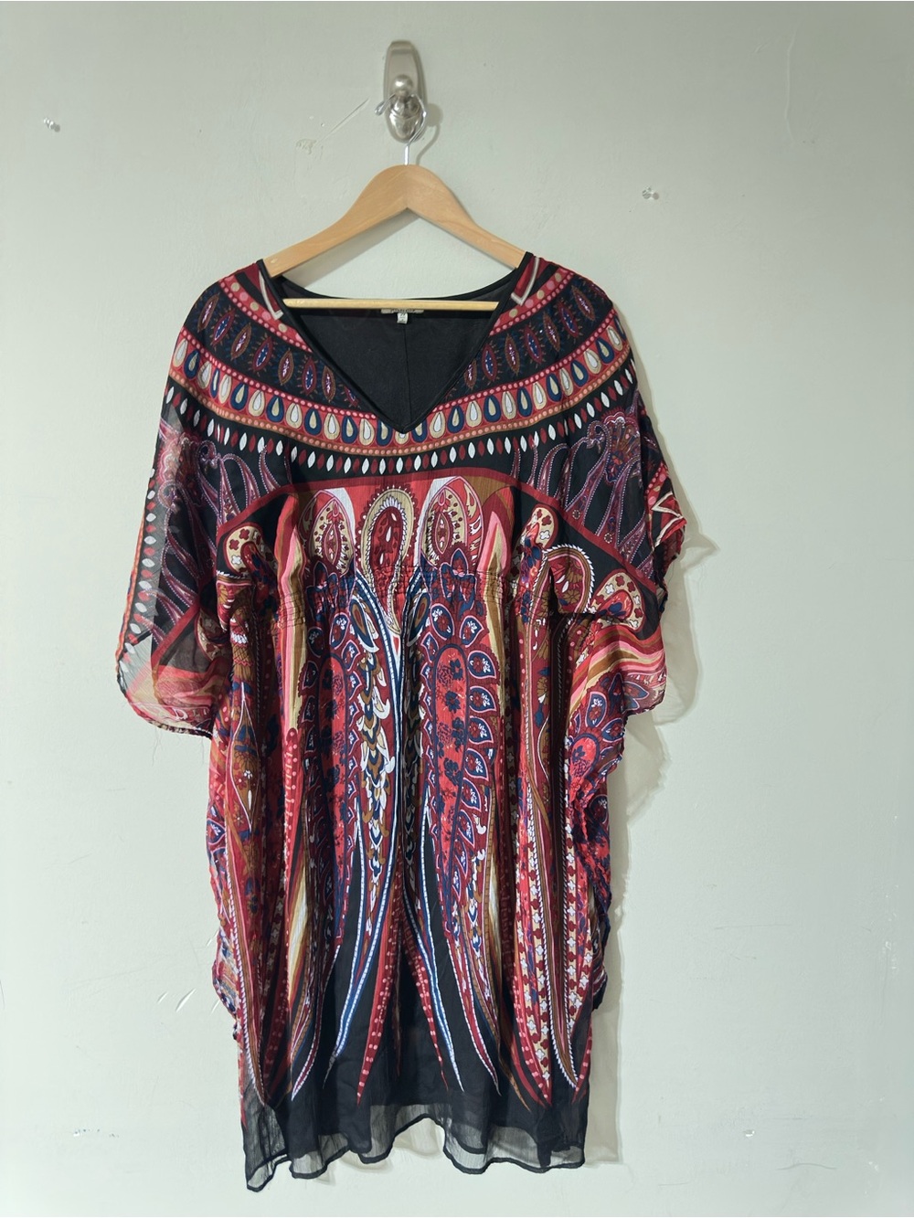 MPH Collection Women's Boho Paisley
Caftan Tunic Beach Cover Up Size 2X Plus